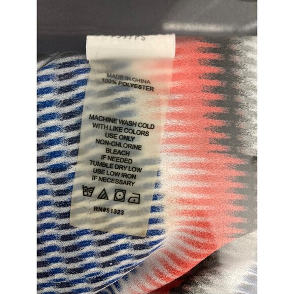 Vince Camuto Top Women Petite Small Navy Yellow White Geometric Neck Tie - Picture 3 of 8